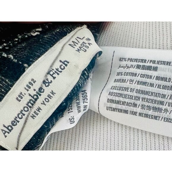 Abercrombie Gray Aztec Open Front Hooded Relaxed Fit Light Knit Cardigan M/L - Picture 10 of 12